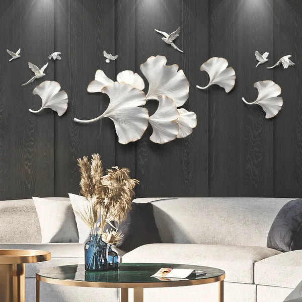 Ginkgo Biloba & Birds Wall Decor